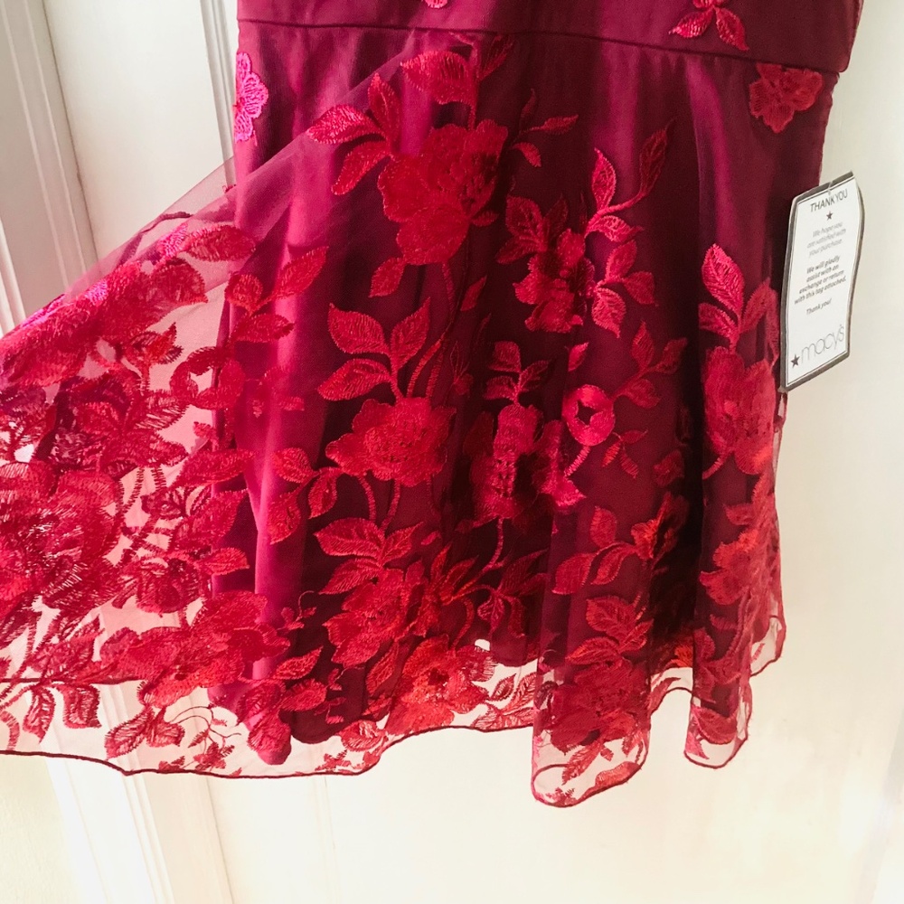 TRIXXI Womens Low Cut Spaghetti Strap V Neck Short Evening Fit+Flare Dress Sz 11 - Picture 7 of 16